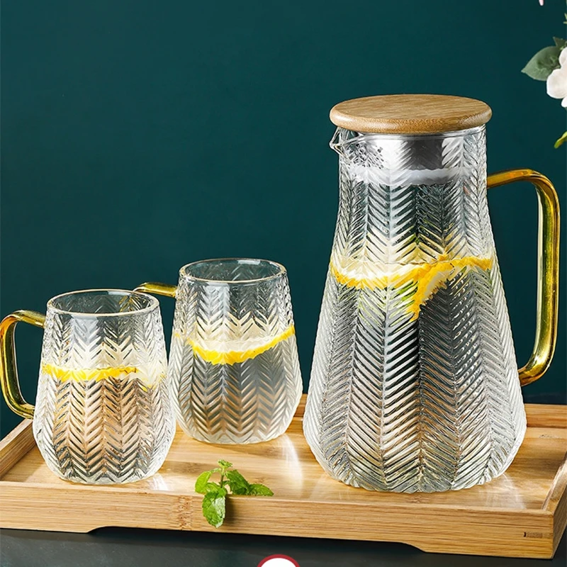 Sinds verkopen Grommen Glas Water Kruik Koud Water Ketel Thee Pot Creativiteit Glas Water Pitcher  Met Houten Deksel 1400Ml 1500Ml 1800ml Thuisgebruik|Schenkkannen| -  AliExpress