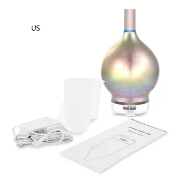 

3D Fireworks LED Night Light Air Humidifier Glass Vase Shape Aroma Essential Ultrasonic Humidifier Night Cool Mist Purifier
