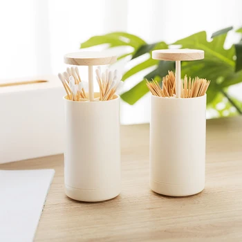 

Simple Nordic Style Creative Automatic Wooden Plastic Toothpick Holders Toothpick Stand Toothpick Cotton Swab Holder Storage Box