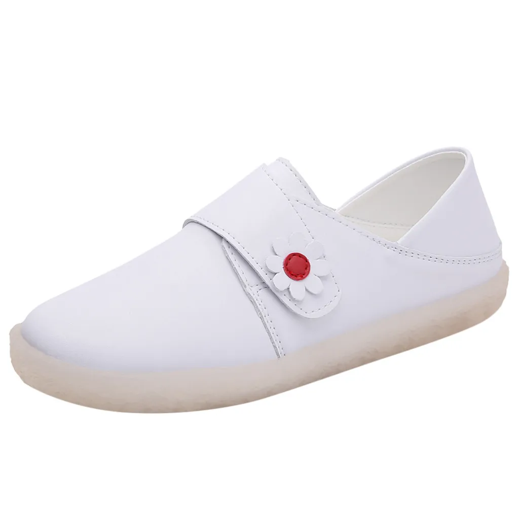 Women's Shoes Solid Color Shoes Nurse's Hook&Loop White Shoes Women's Flat White Hospital Work Shoes