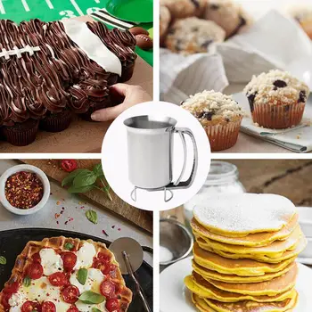 

Handheld Pancake Batter Dispenser With Lid Stainless Steel Cake Batter For Baking Professional Kitchen Funnel Cupcakes Tool D1P2
