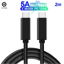 Полнофункциональный кабель USB C типа C(2 м) E-MARK 5A PD 100W USB3.1 Gen2 10 Гбит/с 4K видео выход линия питания для компьютера MacBook типа C