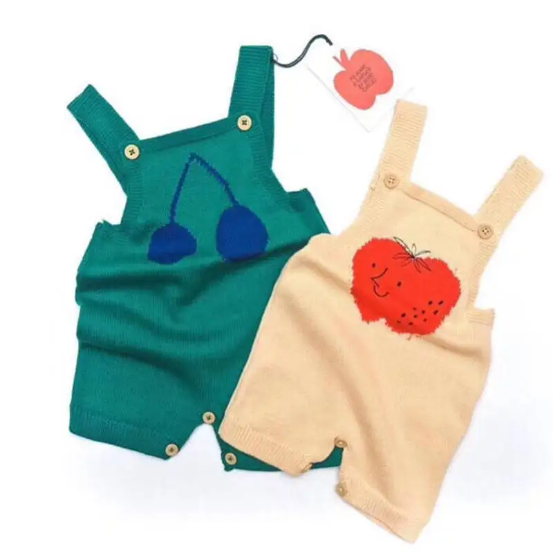 

BC Brand Baby Girl Boy Summer Knit Romper Baby Clothes Lovely Cherry Crochet Onesie Playsuit Toddler Knit Rompers