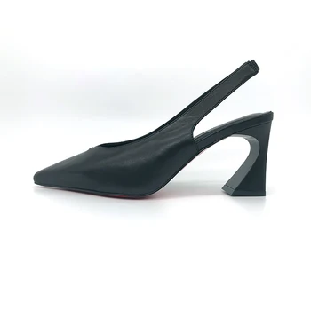 

2019 summer new ladies baotou sandals wild pointed shallow mouth leather back hollow with female sandals