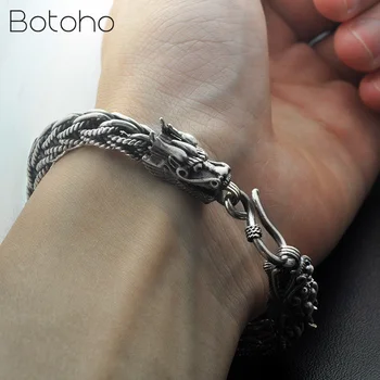 

Dragon Head Bracelet 925 Sterling Silver color 20-21cm Hand Link Chain Bangle Solid Thai Silver Bracelets Male Men Fine Jewelry