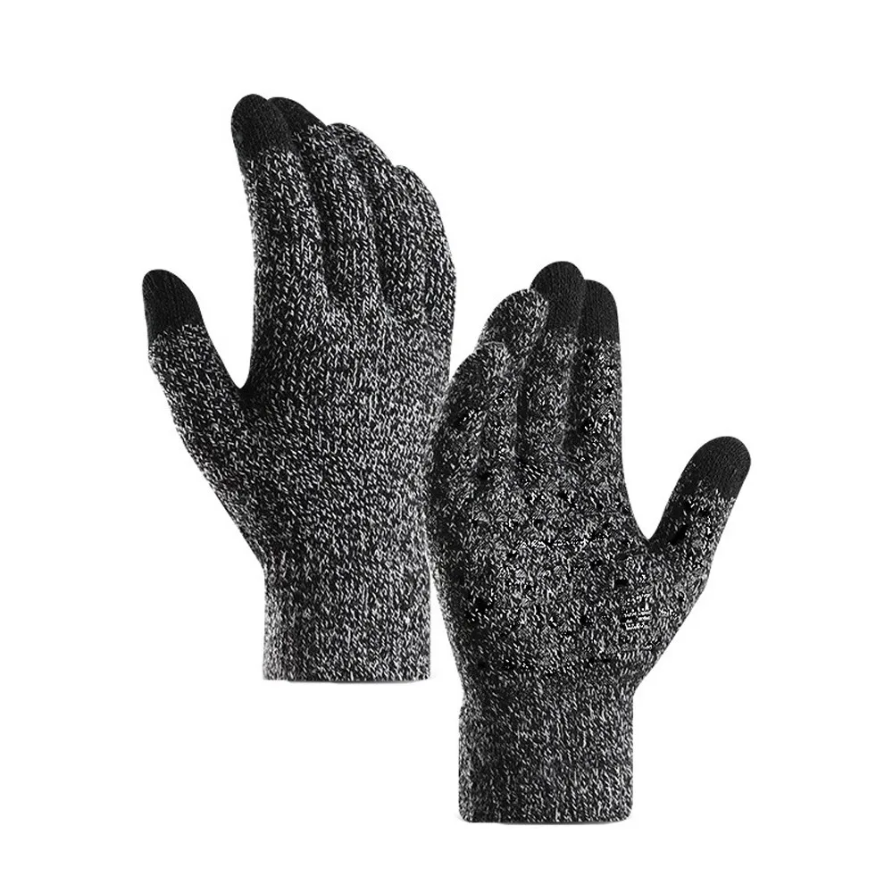 Зимние перчатки для мужчин и женщин трикотажные противоскользящие эластичные манжеты ветрозащитные теплые сенсорный экран для велоспорта на открытом воздухе