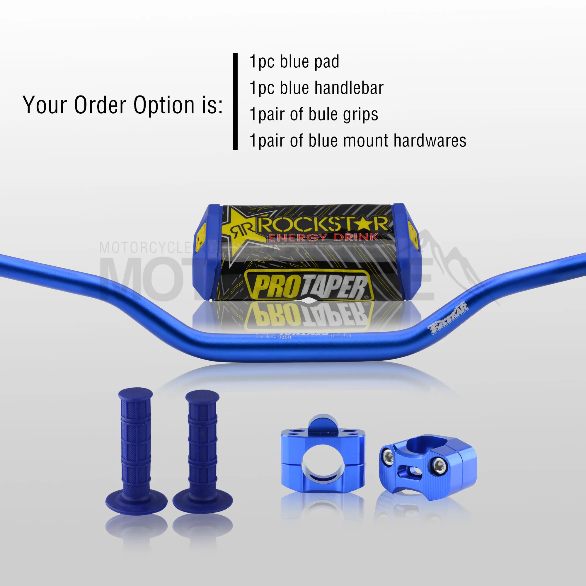 Руль для Pro Taper Pack Bar 1-1/" Renthal Fatbar Колодки Ручки Pit Pro Racing Dirt Pit Bike мотоцикл с адаптер cnc - Цвет: Blue Full Kit