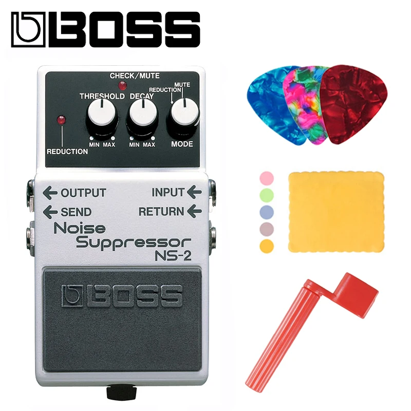 Подавитель шума Boss NS-2 комплект для гитары с медиаторами тканью полировки и