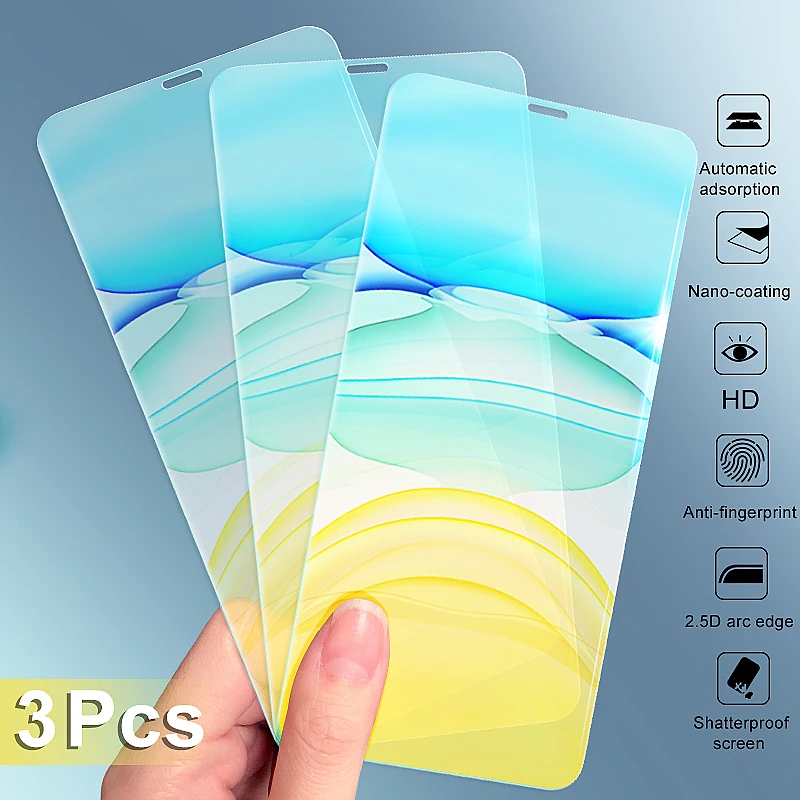 

3Pcs Full Cover Glass on the For iPhone 11 Pro X XS Max XR Tempered Glass For iPhone 7 8 6 6s Plus 5 5S SE Screen Protector Film