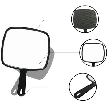 

Professional Salon Barbers Hairdressers Handheld Mirror With Anti-Slip Handle for Makeup Bathroom Car Rear View Tool Portable