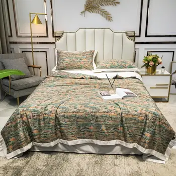 

TENCEL bed blankets in summer fashion pattern home decorations soft and portable travel quilt