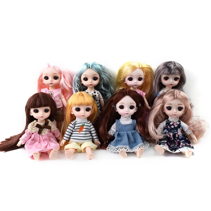 Girl Toy 16cm Big Eye Doll Simulation Princess Dress Up Clothes Fashion Cute Humanoid Style Random | Игрушки и хобби