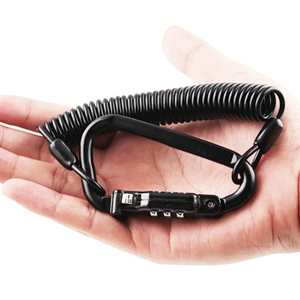 Мотоциклетный шлем замок & кабель черный Жесткий комбинированный штифт карабин 3