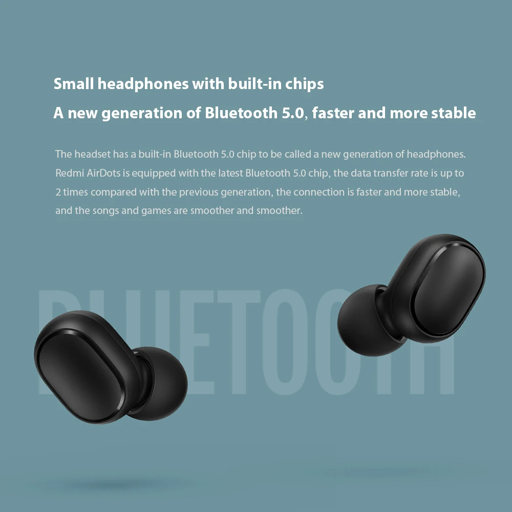 Xiaomi Headset Redmi AirDots Wireless Earphones Xiao Mi Wireless Earbud Mini Dual Bluetooth V5.0 3D Sound Earbuds with Dual Mic