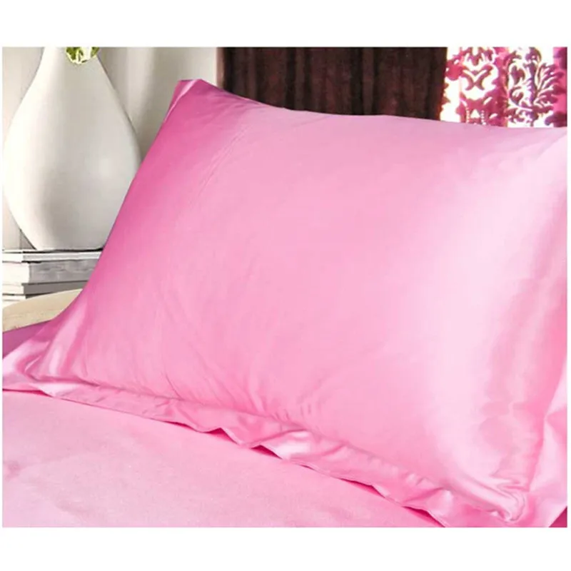 Pink Двусторонний конверт, эмуляционный Шелковый атласный чехол для подушки, одна наволочка, разноцветная Подушка Чехол - Цвет: Pink