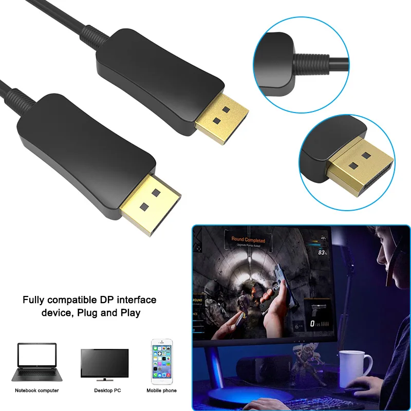 4K 60Hz 1 2 версия DP волоконно оптическая линия передачи позолоченный не ржавеет HD