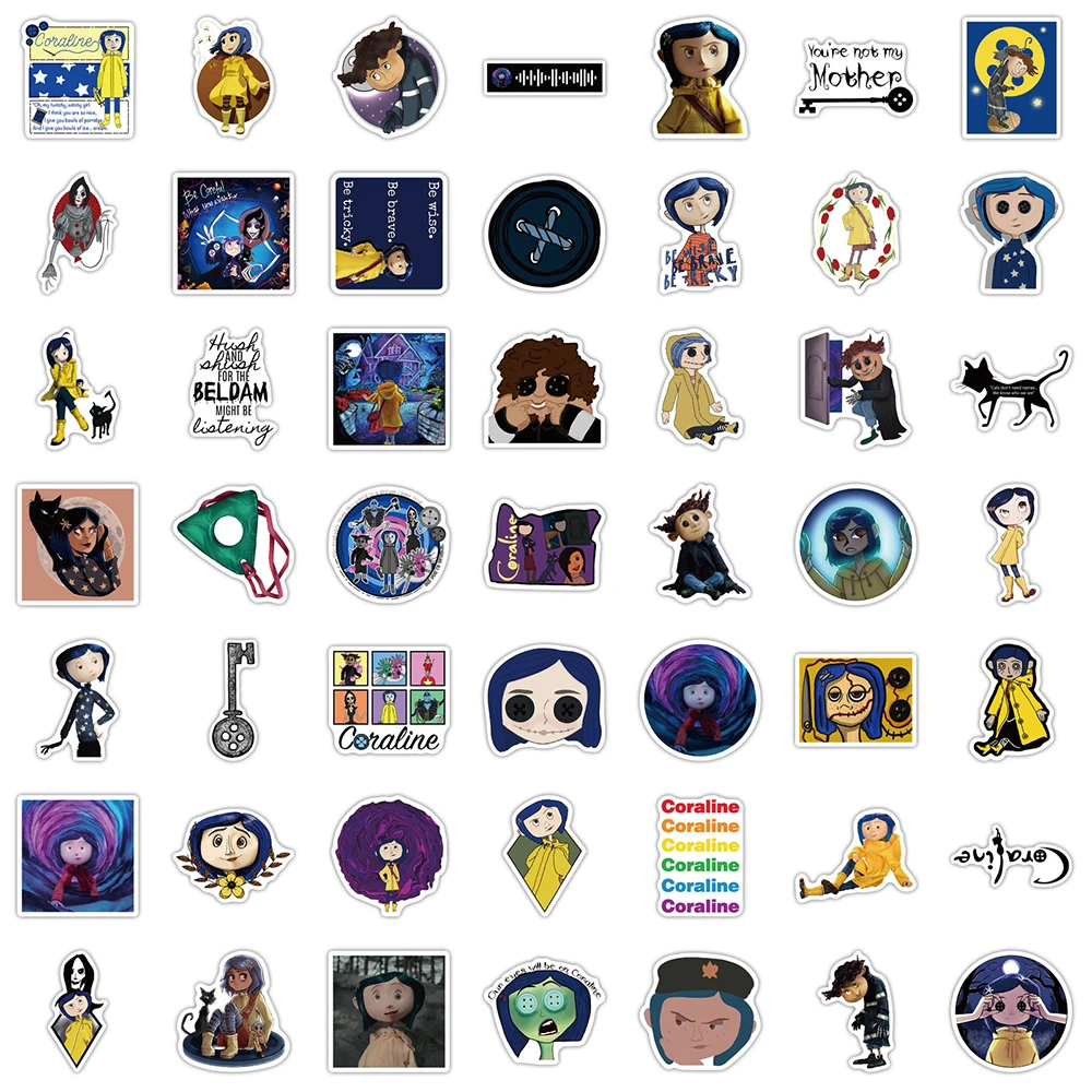 10/30/50/100PCS Movie Coraline & the Secret Door Stickers Car Motorcycle Luggage Guitar Waterproof Graffiti Cartoon Sticker Toy