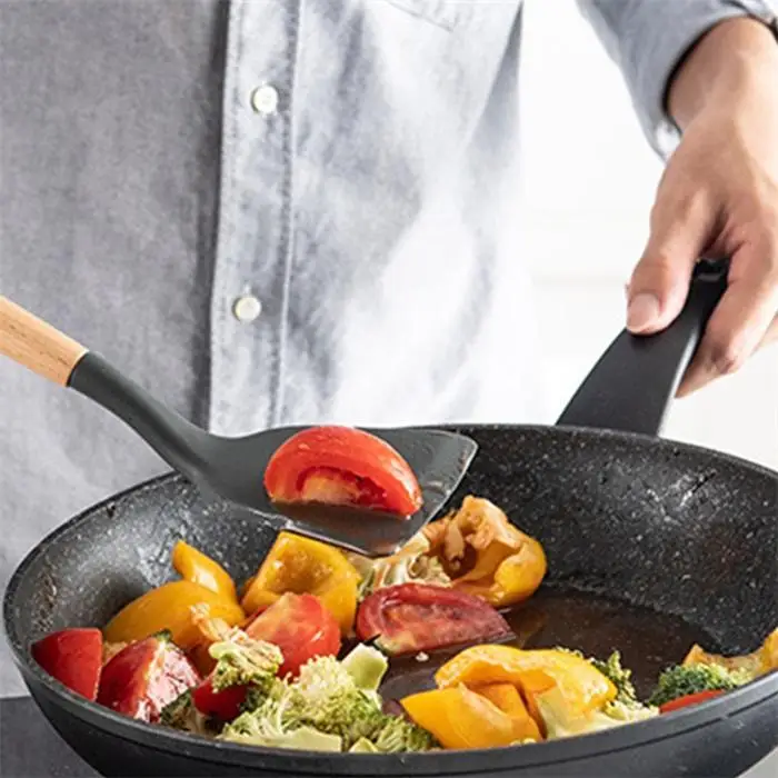 Силиконовая кухонная утварь кухонные инструменты Кухонная утварь с деревянной ручкой