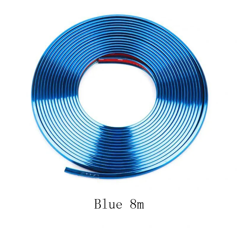 8 м полоска для украшения автомобиля яркая полоса Нижняя сетка хром яркая полоса амортизатор колеса полоса головка Модифицированная противотуманная фара Наклейка - Название цвета: Blue 8m