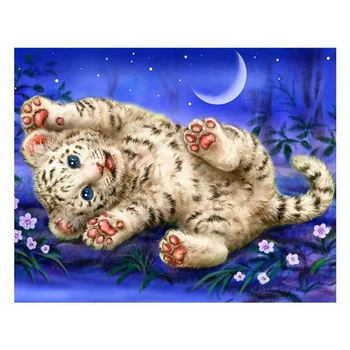 

5D Diy Round Drill Diamond Painting "Little Tigers " Cartoon 3D Embroidery Cross Stitch Rhinestone Painting Home Decor Gift