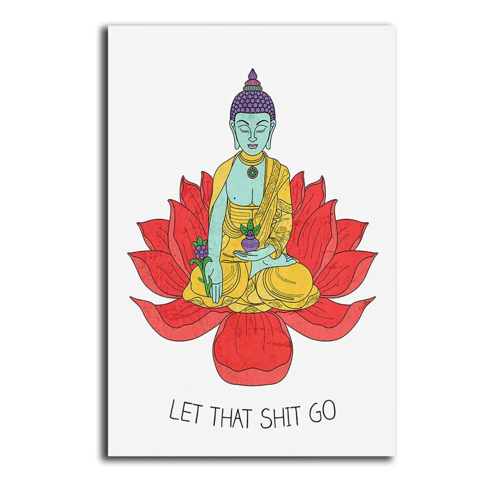 Let that hit go Buddha Canvas настенное Искусство Декор для ванной йоги плакат Art Zen | Дом и сад