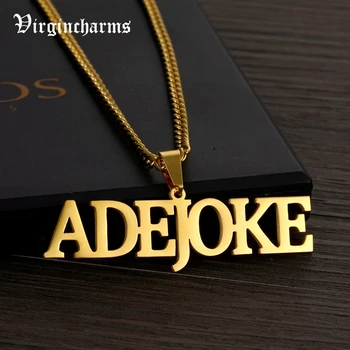 

Personalized Customized Nameplate Pendant Necklace with Gold Stainless Steel 3mm Cuban Chain Name Necklace for Women Men Jewelry