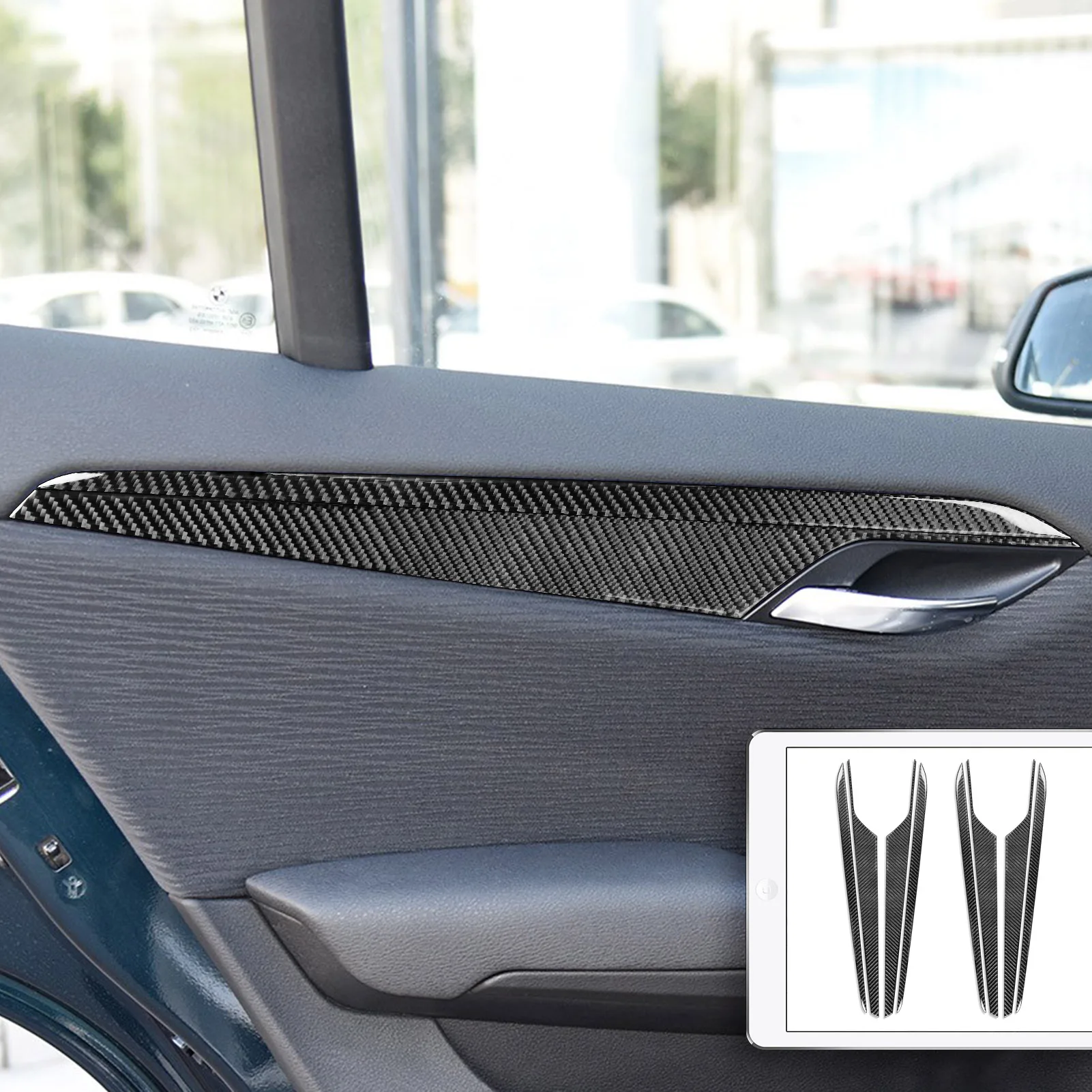 

For BMW X1 E84 2013 2014 2015 Car Door Panel Decoration Strip Cover Trim Real Carbon Fiber Stickers Interior Styling Accessories
