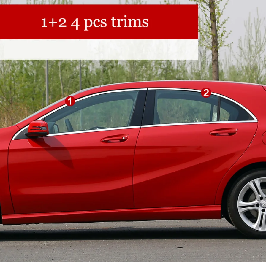 4 pcs trims Нержавеющая сталь окна автомобиля Планки для mercedes benz a180 a200 a250 a160 a220 w176 2013 - Цвет: 4 pcs trims