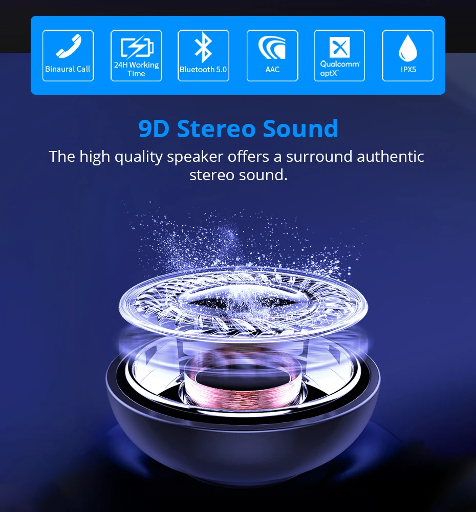 Makibes Support AptX ACC TWS True Wireless Bluetooth 5.0 Earphone CVC8 Noise-Cancellation With Super Bass HD Mic headset earbuds_02