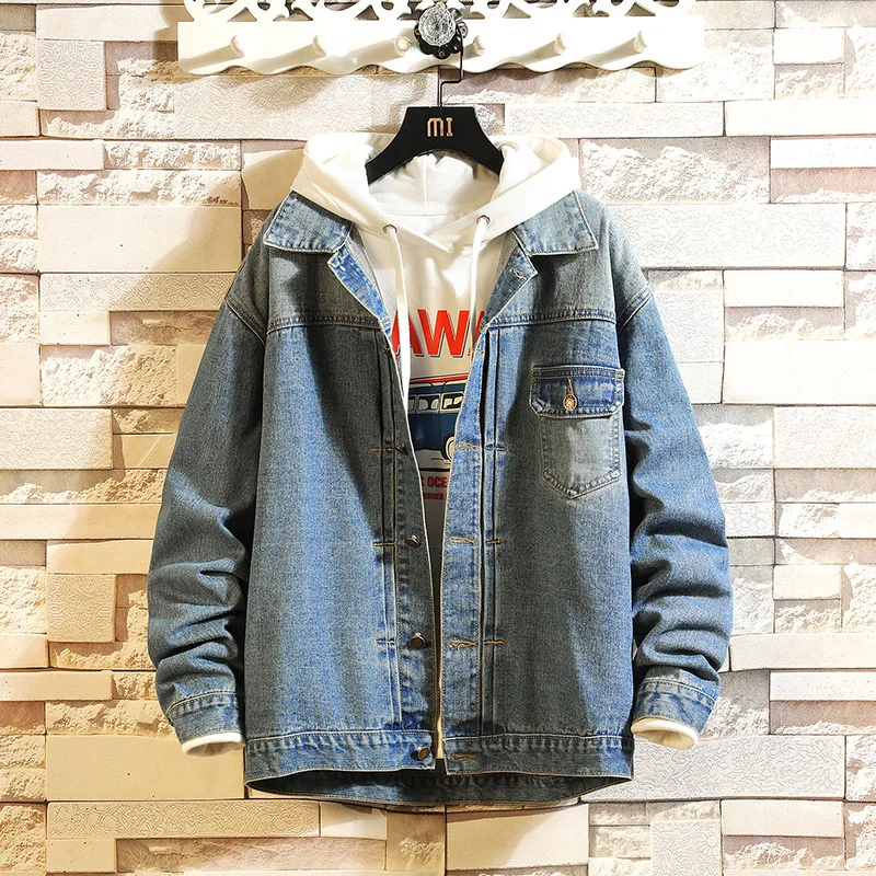 

2019 Autumn New Style Japanese-style White Brick Wall Guapai Large Size Embroidered Denim Jacket