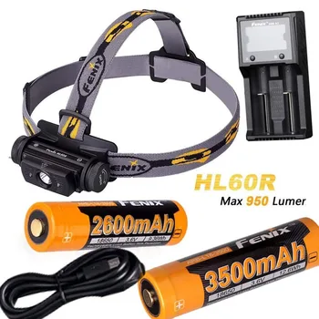 

Fenix HL60R 950 Lumen USB rechargeable CREE XM-L2 T6 LED Headlamp with 2 x Fenix 18650 battery,ARE-A2 charger