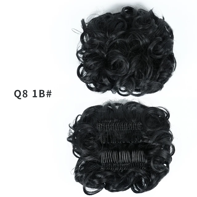 Synthetic Curly Elastic Band Chignon Plastic Comb Clips in Hair Extension Hair Bun Updo Cover Hairpieces Hair Accessories Q8 1b