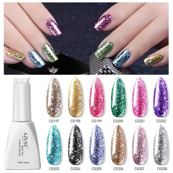 

Azure Beauty Platinum Glitter Led Gel Nail Polish 12ML Semi Permanent UV Gel Lacquer Soak Off Azure Nail Gel Varnish
