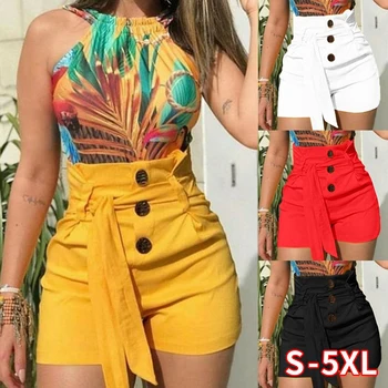 

New Women Shorts Slim Fashion Sexy High Waist Belt Beach casual Shorts femme