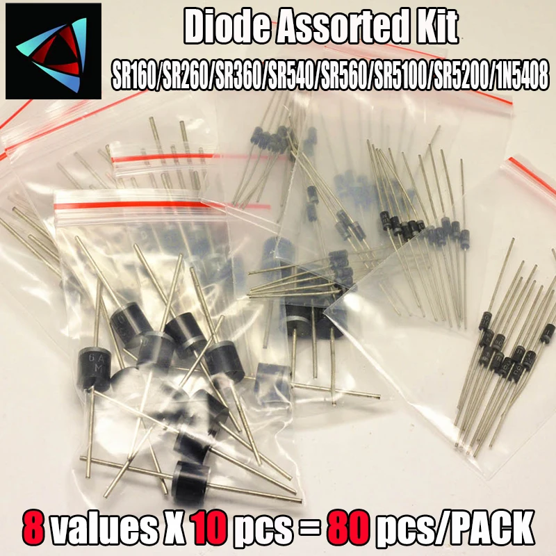 SR160 SR260 SR360 SR540 SR560 SR5100 SR5200 1N5408 DIP 8 значений x10pcs пакет с электронными компонентами