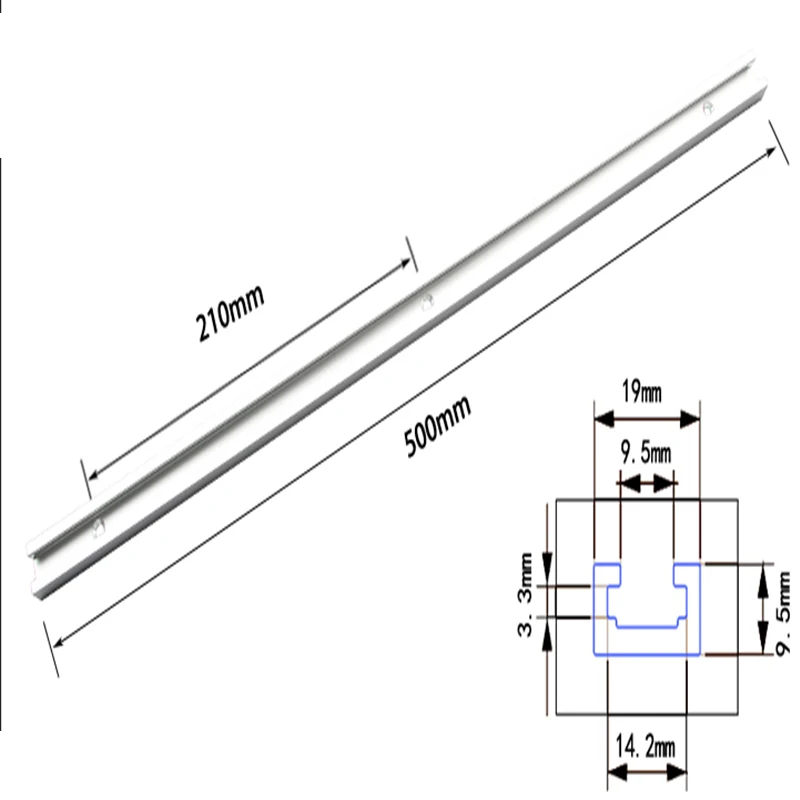 Leokk Т-треки мини т-слот алюминиевый торцовочный трек джиг приспособление слот для строительства различных джигов - Цвет: 500mm