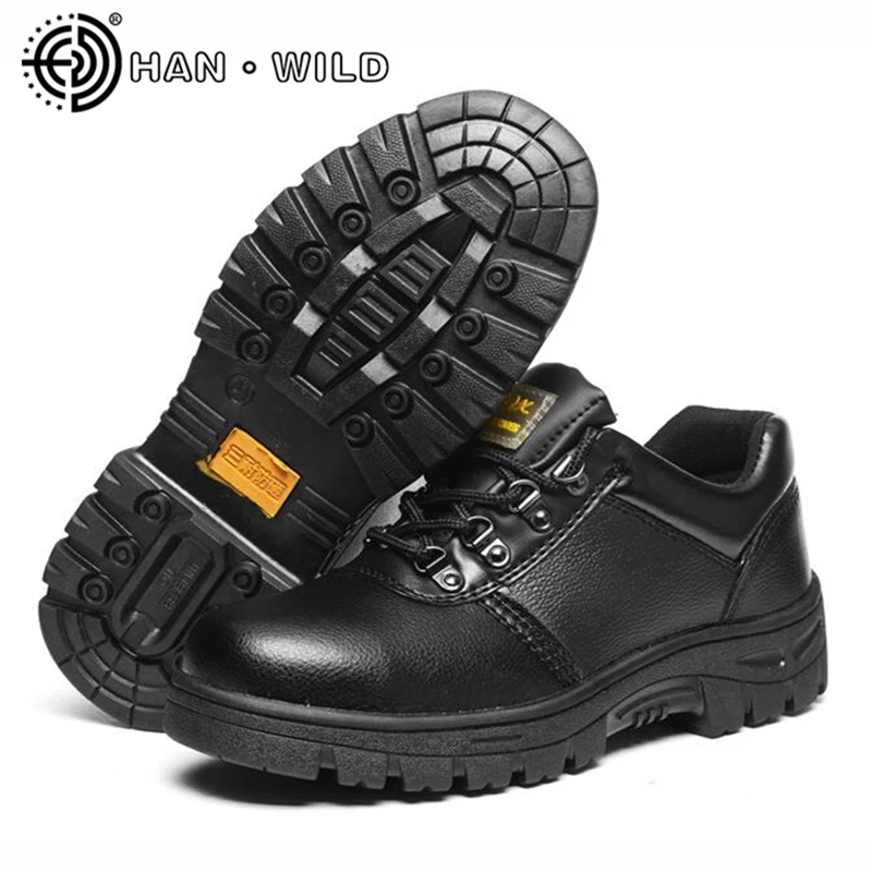 На открытом воздухе кожаные мужские полусапоги Рабочая безопасная обувь на нескользящей подошве; устойчивые к проколам рабочие ботинки Сталь носок маслостойкий Мужская защитная обувь