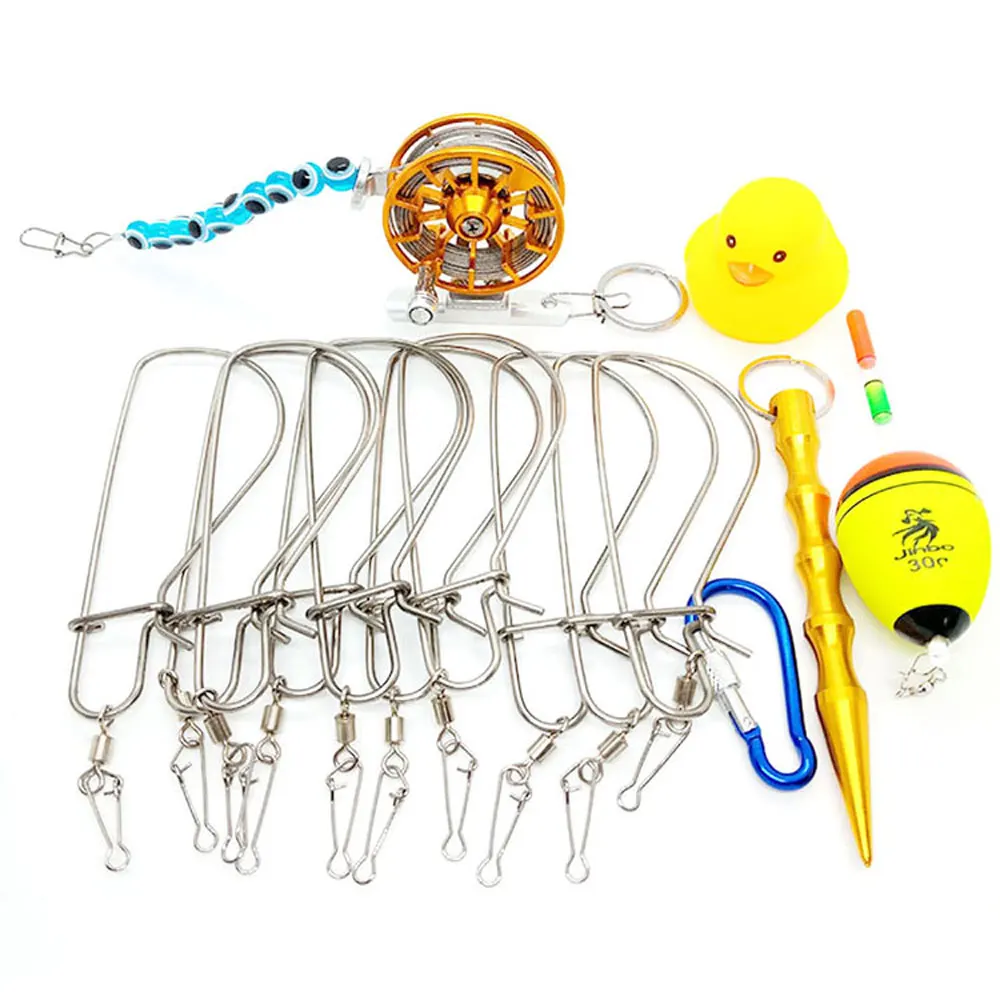 

AS Fishing Buckle 10 Snaps Wheel Lock Tackle Fishing Accessories Stainless Steel Chain Stringer Float Live Fish Lure Lock Belt