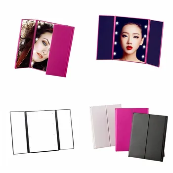 

B Foldable Makeup Mirror With Lights Folding Compact Mirror For Women And Men 8 Led Mirror For Travel And Home portable