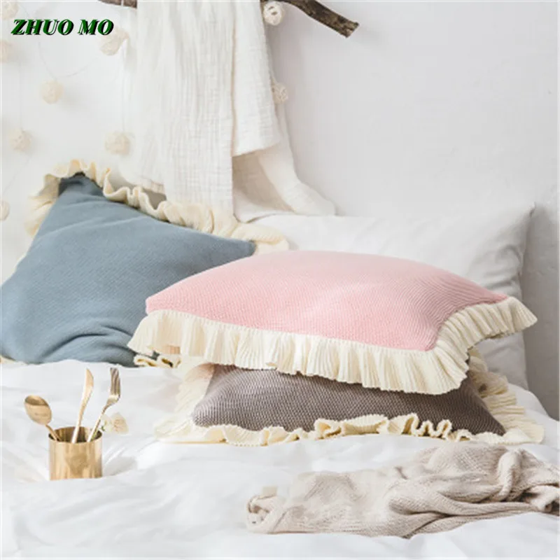 

ZHUO MO 45*45cm Lace Sleeping Bed Pillowcase for home Pink 3 colors Release Pillow cover for Throw pillow Living Room cover