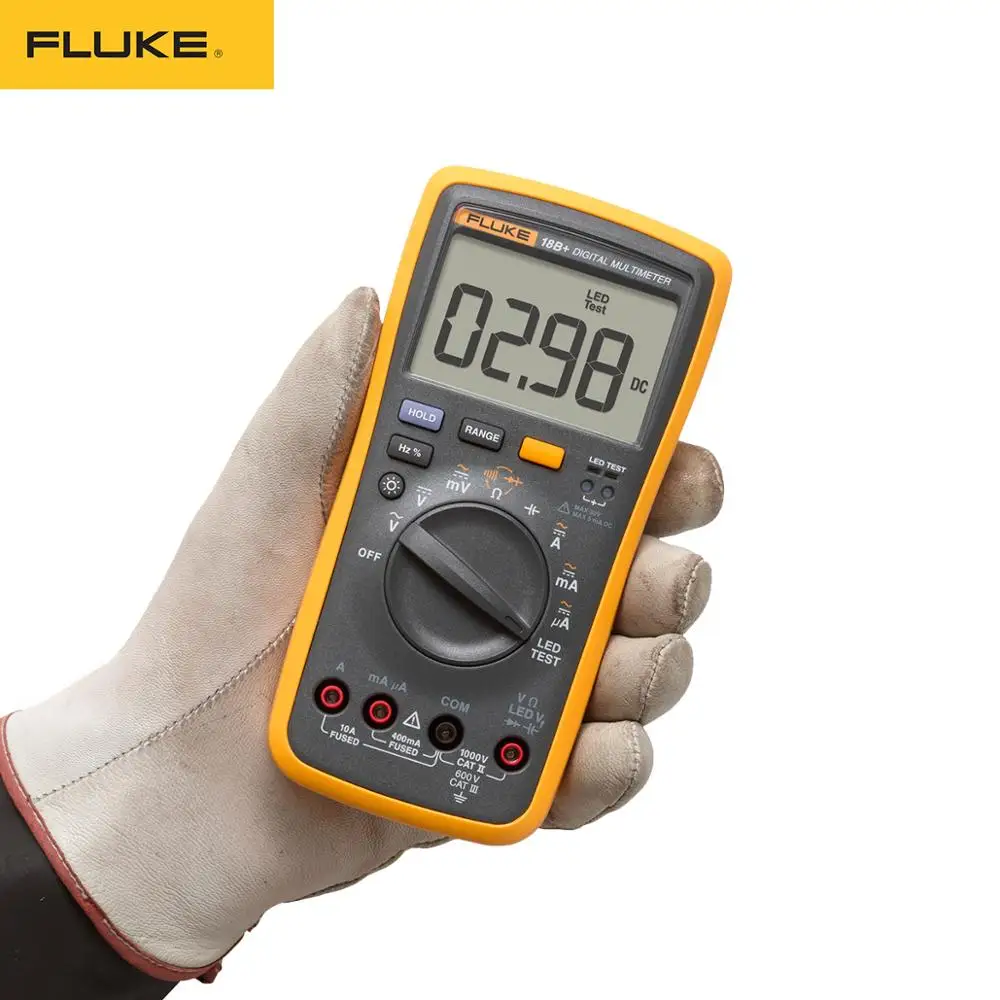 Fluke 18B+ светодиодный тестер переменного/постоянного напряжения и тока цифровой мультиметр