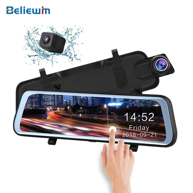 Зеркало-видеорегистратор Beliewim 10 дюймов Потоковое мультимедиа FHD 1080P сенсорный