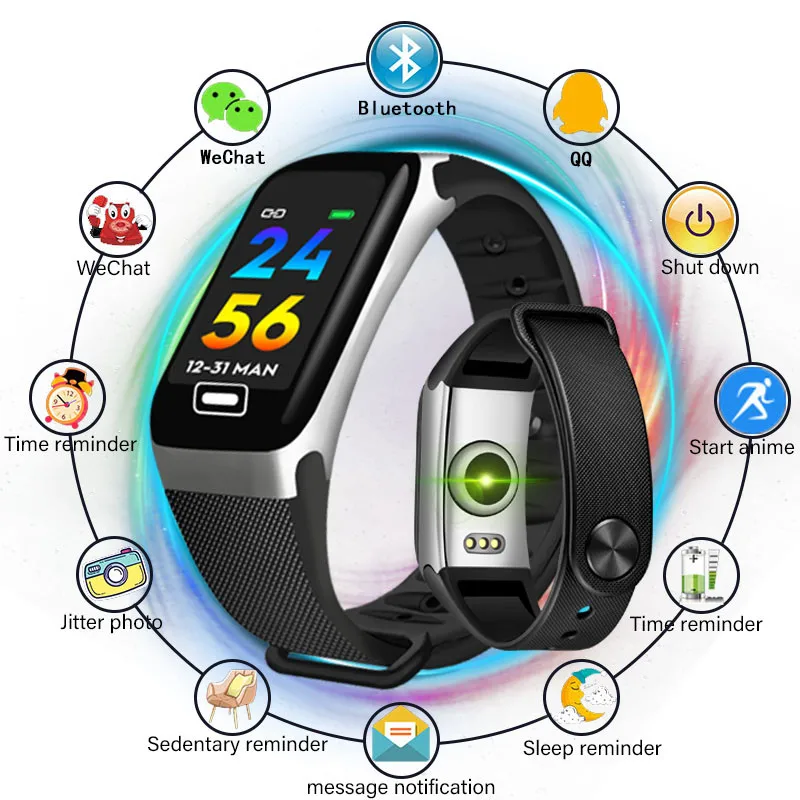 

LIGE Smart Bracelet Sport Watch LED Color Screen Bracelet Heart rate Monitor Pedometer Smart Wristband For Android ios Relogio