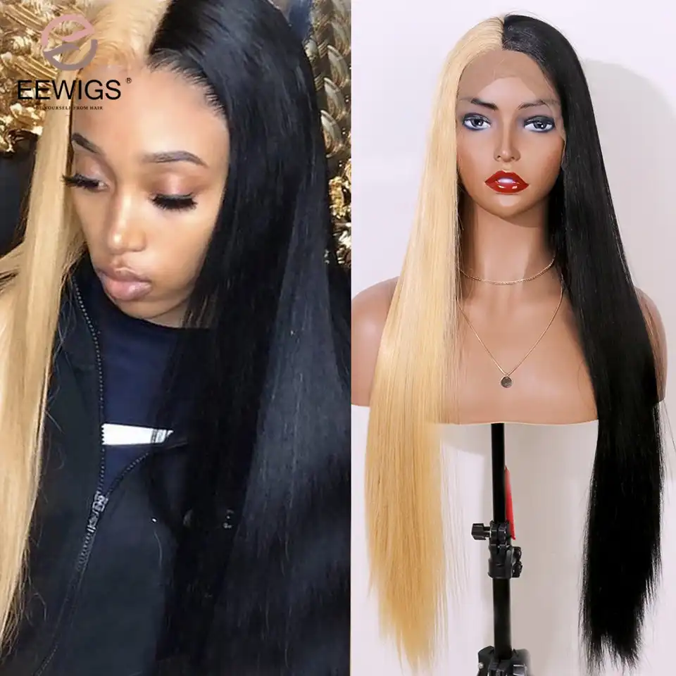 black and blonde wig