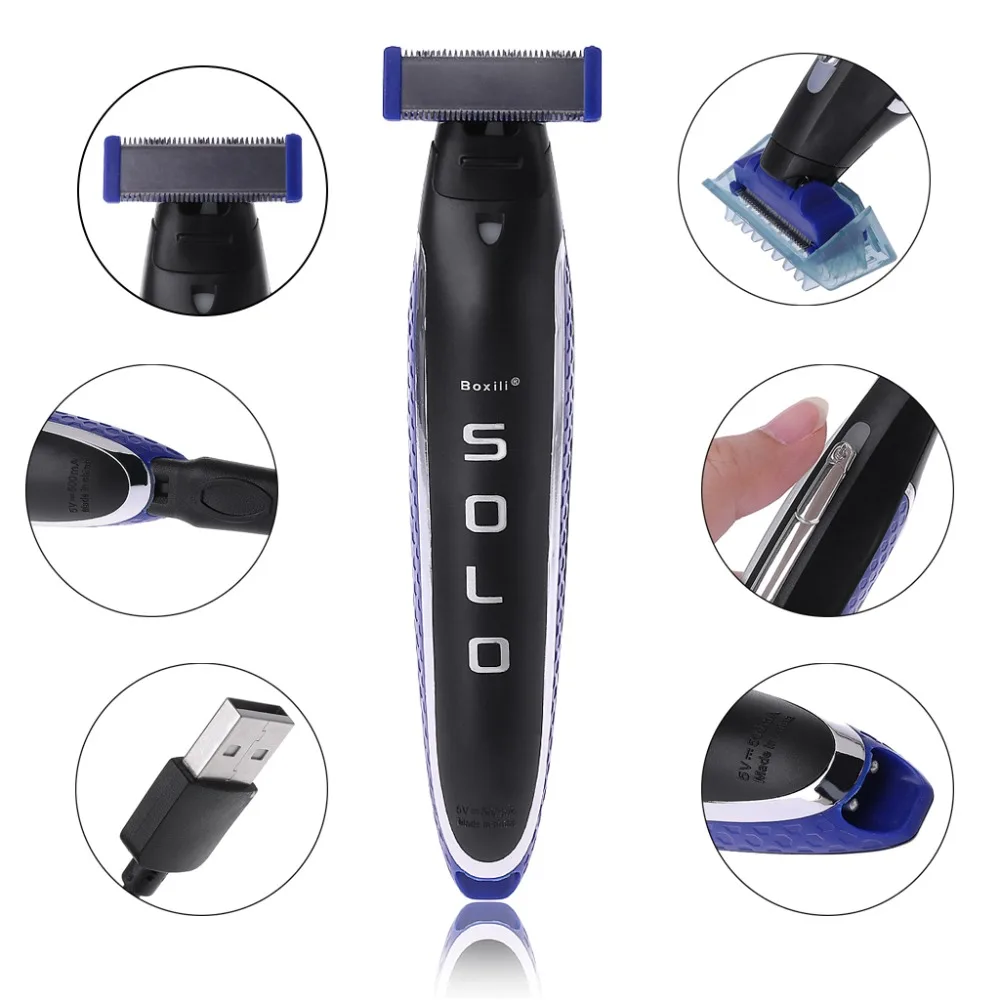 

Ergonomic USB Rechargeable Men Edges Razor Nose Hair Trimmer Multifunction Trims Full & 1mm 3mm 5mm Trimming Combs Kit