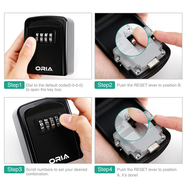 ORIA Key Lock Box cassetta di sicurezza per chiavi a parete resistente alle  intemperie scatola di sicurezza per chiavi a combinazione a 4 cifre  portachiavi per interni ed esterni - AliExpress