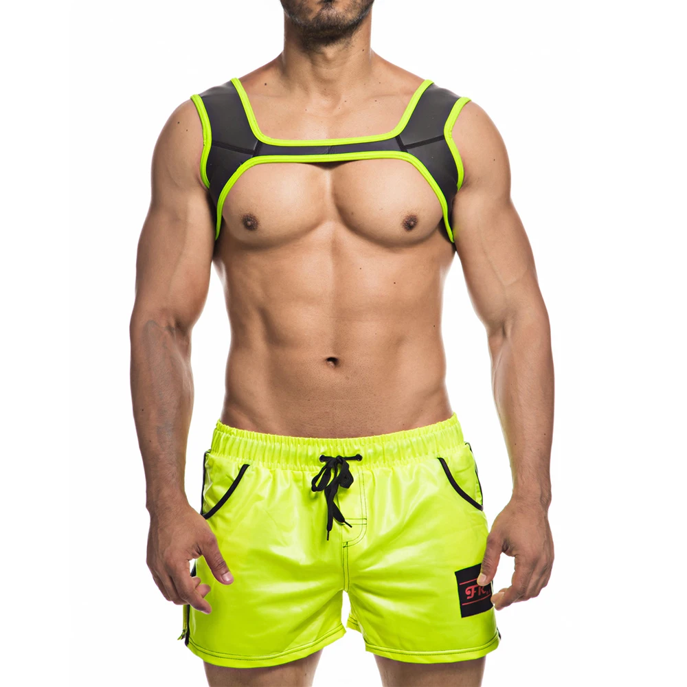 Men Underwear Neoprene Chest Harness Shorts Pants Sports Workout Gym Undershirts