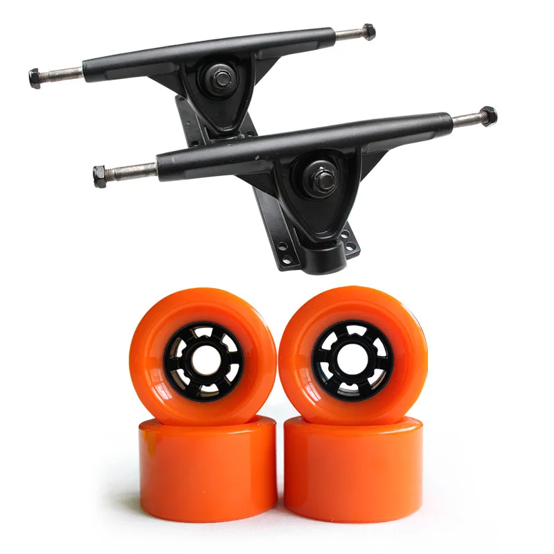 Электрический скейтборд колеса двойной привод грузовик Электрический скейтборд один привод зубчатый ремень электрический скейтборд запчасти - Color: Orange B