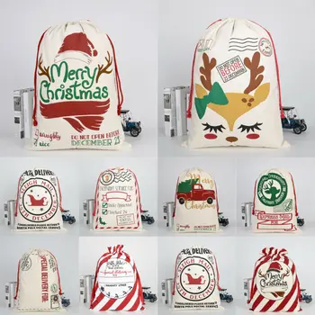 

New Arrive Christmas Gift Bag Sack Drawstring Santa Claus Cotton Storage Candy Bag Large UK