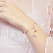 Серебряный Модный Круглый браслет с бусинами 925 двойной браслет Колокольчик для девушек-подростков подарок для женщин оригинальные ювелирные изделия ручной работы